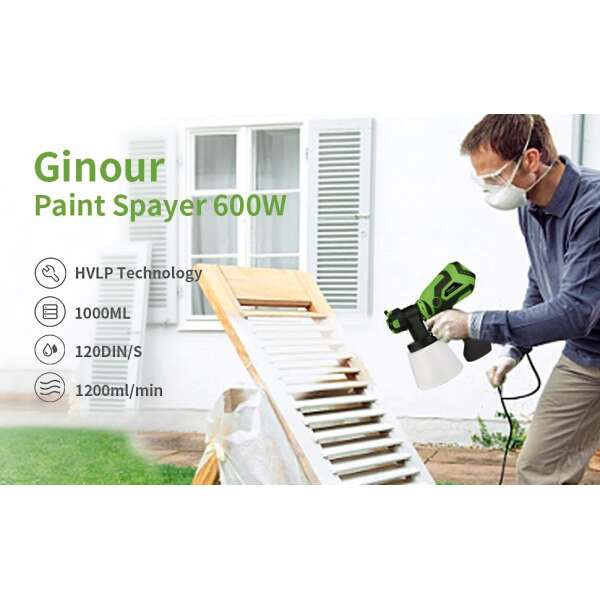 Pulverizador Pintura Para El Hogar, Ginour 600 W ,4 Boquilla - Image 5