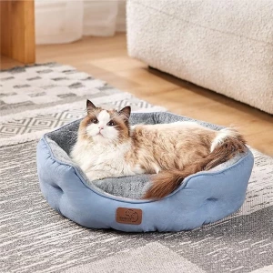 Bedsure - Cama Lavable Para Perros Y Gatos Pequeños Color Azul Frost Diseño Pequeña - Image 2
