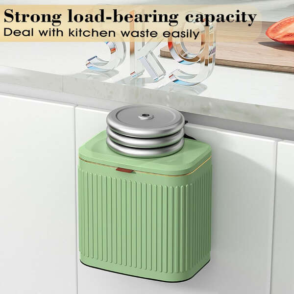 Glodeal - Contenedor De Basura Colgante De Cocina Con Tapa. Color Verde Vintage - Image 4