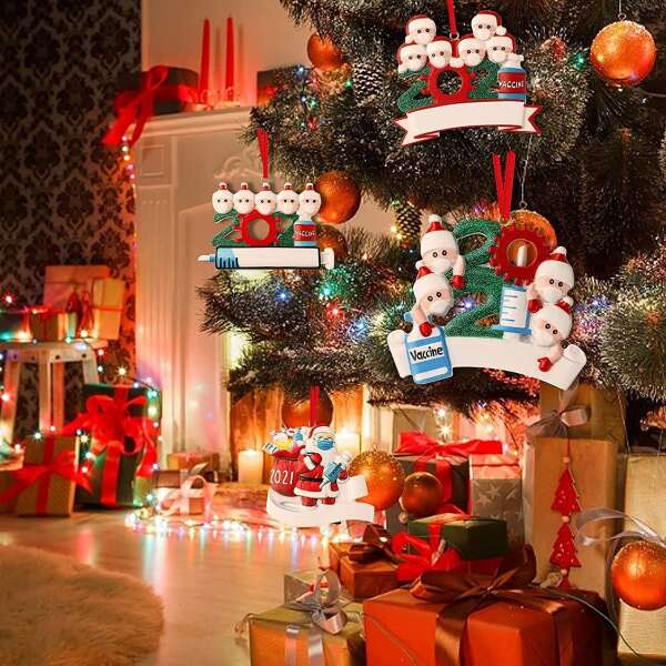 Adornos De Navidad, Resina 4 Uds Papá Noel Árbol De Navidad - Image 2