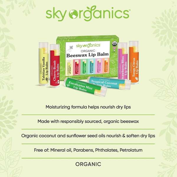 Bálsamos Labiales Orgánicos Sky Organics Pack De 6 Sabores - Image 3