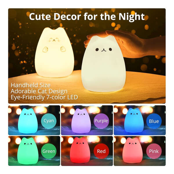 Goline Lámpara Led De Mesilla De Noche Con Forma De Gato Color De La Estructura Blanco Color De La Pantalla Amarillo - Image 2