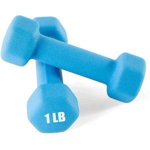 Mancuernas De Neopreno 1 Lb, Antideslizantes, Forma Hexagona Color Azul Claro