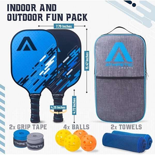 Athpetic Juego De 2 Raquetas Pickleball, 4 Bolas Y 2 Agarres - Image 2
