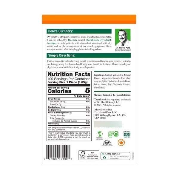 Therabreath Dry Mouth Mandarin Mint Lozenges 100pz - Image 2