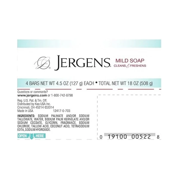 Jergens Jabón Suave Ligeramente Perfumado, Todo Tipo De Piel - Image 3