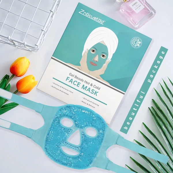 Mascarilla Facial Con Cuentas De Gel Reutilizable,frio/calor Tipo De Piel Azul - Image 2