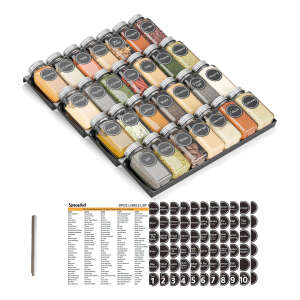 Spaceaid Organizador Para Especias Con 28 Tarros 386 Etiquet Color Negro