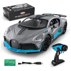 Coche Con Mando A Distancia Miebely Bugatti, Escala 1/16 Color Grey / Light Blue Personaje Bugatti Divo