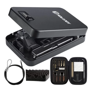 Caja Seguridad Para Pistolas Xl, Holojoy, Kit De Limpieza. Color Negro