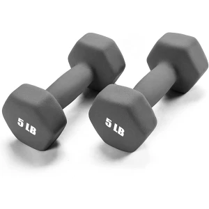 Mancuernas De Neopreno 5 Lb, Antideslizantes, Forma Hexagona Color Gris