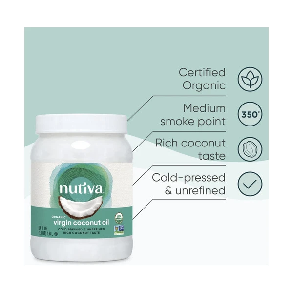Aceite De Coco Orgánico Sin Refinar 100% Puro 444ml Nutiva - Image 4