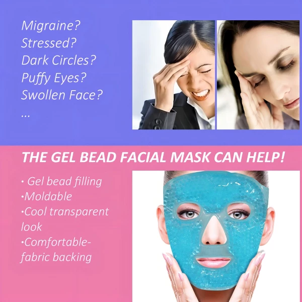 Mascarilla Facial Con Cuentas De Gel Reutilizable,frio/calor Tipo De Piel Azul - Image 4