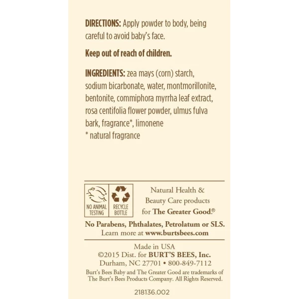 Cuidado De La Piel Del Bebé Sin Talco 7.5oz Burt's Bees Baby - Image 4