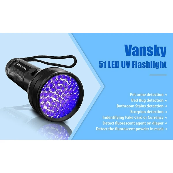 Linterna Luz Negra Uv Para Detección Orina Mascotas Vansky Color De La Linterna Negro - Image 2
