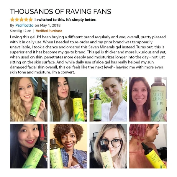 Gel Orgánico Aloe Vera De Tamaño De 128 Oz 100% Sin Xantano - Image 2
