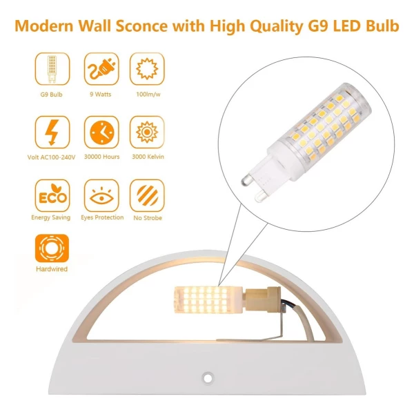 Aipsun- Luces De Pared Para Interiores Con Cableado 2pzas Color Blanco - Image 3