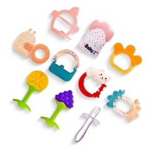 Baby K - Mordedores Para La Dentición Del Bebé 10 Piezas Color Rosa Juguetes Sensoriales Para Bebés