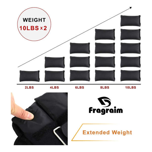 Fragraim Pesas Tobillo Ajustables De 1-20 Lb Peso Extraíble - Image 3