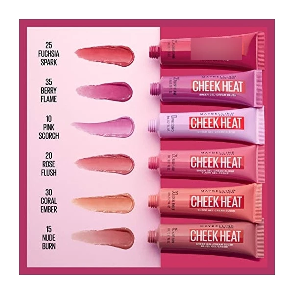 Rubor Cheek Heat Pink Rose Flush 20 Maybelline Ny - Image 3