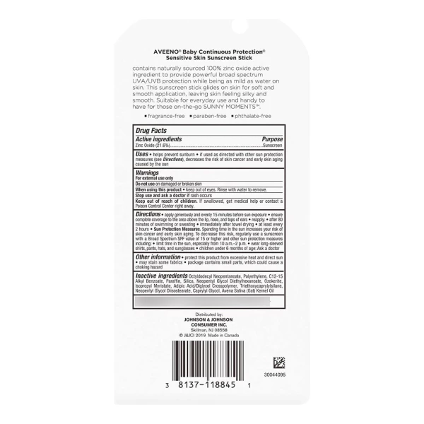 Aveeno Baby Bloqueador Protector Solar Mineral Facial En Stick Spf 50 - Resistente Al Agua - 13gr - Image 3