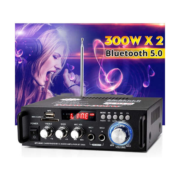 Amplificador Audio Estéreo Facmogu, Bluetooth, Usb, Sd Y Fm. Color Negro Potencia De Salida Rms 300 W - Image 2
