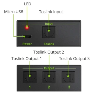 Linkfor Divisor Toslink De 3 Puertos Con 4 Cables De 5.9 Ft - Image 2