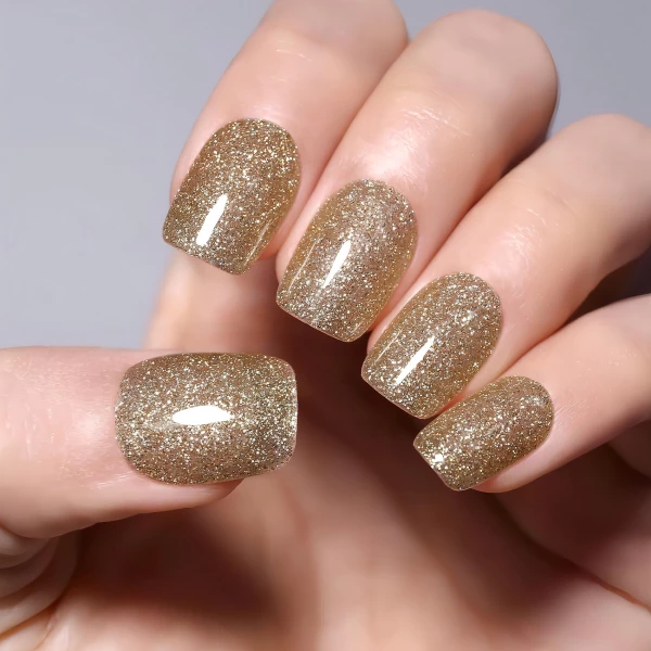 Ozzeal - Esmalte De Uñas De Gel Con Purpurina Uv Led 15ml Color Escarcha Dorada Transparente - Image 2