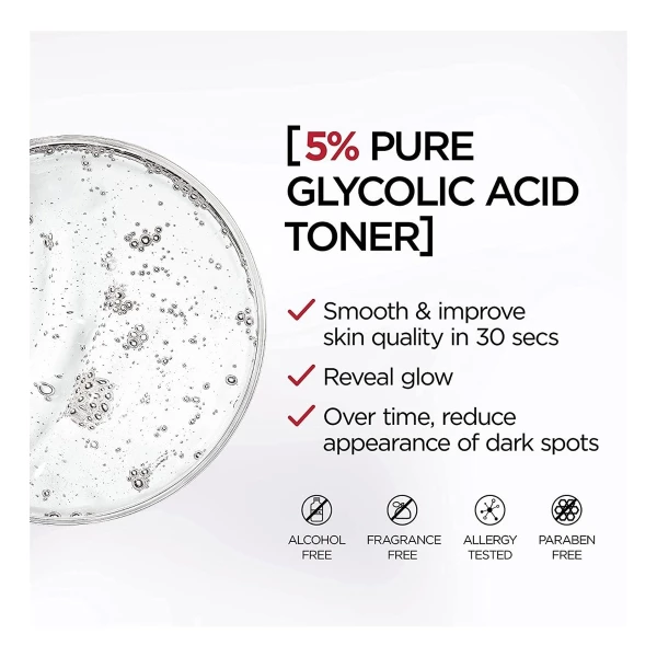 Tónico Exfoliante 5% Ácido Glicólico L'oreal Paris Revitalift Tónico Pelador De Ácido Glicólico Puro Al 5% Con Aloe Vera Sin Alcohol Sin Fragancia 6 Onzas Líquidas De Uso Diario Con Ácido Glicólico - Image 3