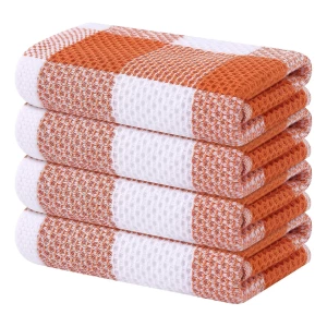 Homaxy - Paños De Cocina De 100% Algodón De Punto Gofre Color Naranja Y Blanco