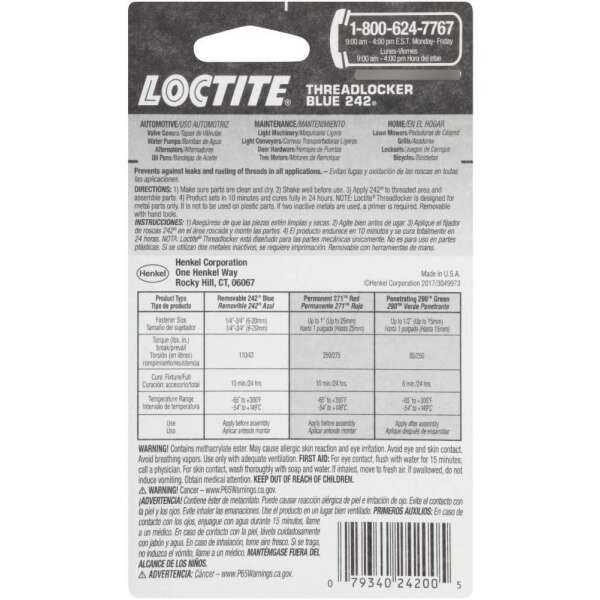 Fijador De Roscas Loctite Blue 242, Tubo De 6 Ml - Image 2