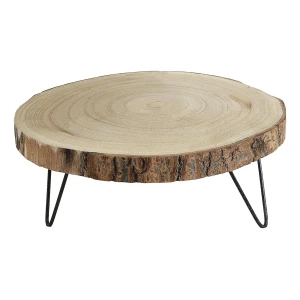 Pedestal Grande De Madera De Paulownia Con Patas De Metal Color Acabado Crudo - Image 2