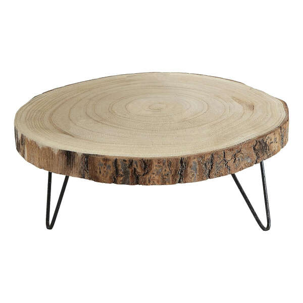 Pedestal Grande De Madera De Paulownia Con Patas De Metal Color Acabado Crudo - Image 2