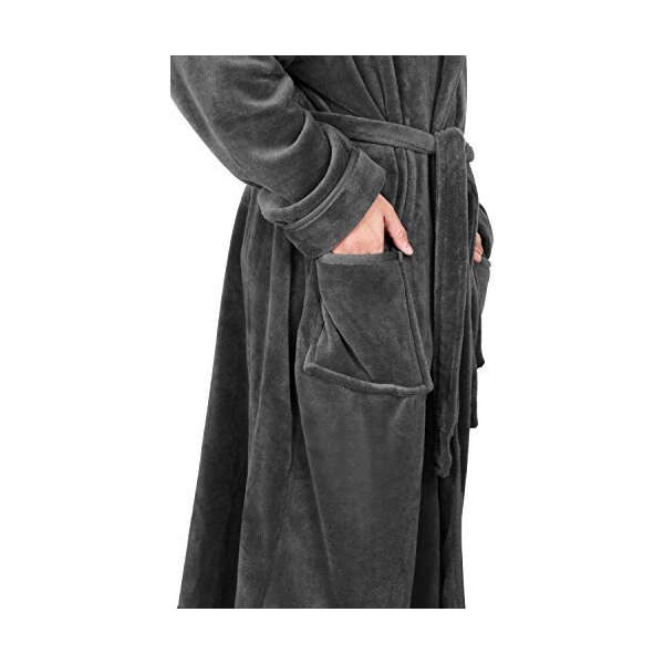 Ny Hilos Albornoz De Forro Polar Para Hombre Color Gris Oscuro - Image 3