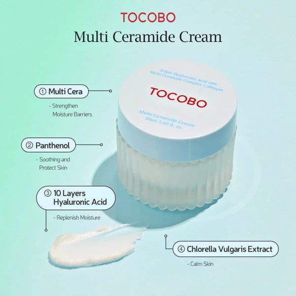 Tocobo Multi Ceramide Cream 50ml Vegan Cream Tipo De Piel Todo Tipo De Piel - Image 3