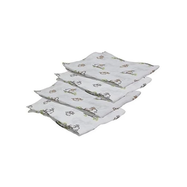 Bacati Conjunto De 4 Monos Felices Muselina Swaddling Mantas - Image 3