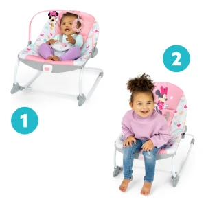 Mecedora Para Bebés Y Niños Pequeños Minnie Mouse De Bright Starts Disney Baby Con Vibración Y Barra De Juguetes Desmontable - Amigos Para Siempre, A Partir Del Recién Nacido 12209 - Image 2