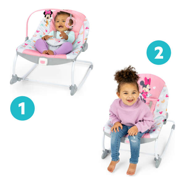 Mecedora Para Bebés Y Niños Pequeños Minnie Mouse De Bright Starts Disney Baby Con Vibración Y Barra De Juguetes Desmontable - Amigos Para Siempre, A Partir Del Recién Nacido 12209 - Image 2