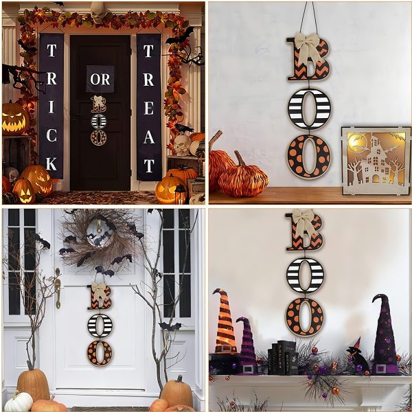 Doitool Boo - Letrero De Pared De Halloween Color Marrón - Image 3