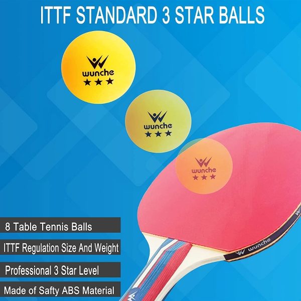 Juego De 4 Raquetas De Ping Pong. 8 Pelotas Y Funda, Wunche. - Image 5