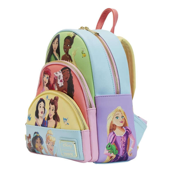 Loungefly Disney - Mini Mochila De Princesas, Bolsillo Triple, Color Azul Color Azul Claro Diseño De La Tela Lisa - Image 4