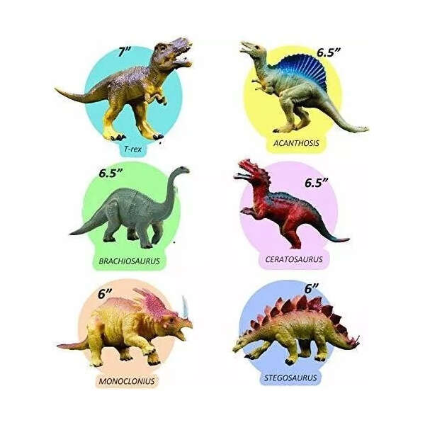 Juguetes De Figuras De Dinosaurios Realistas, Paquete De 6 - Image 3