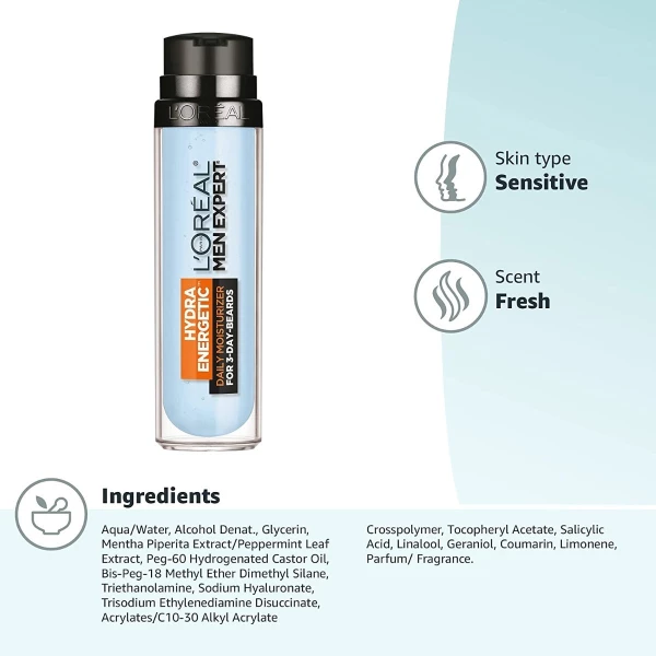 Gel Hidratante Para Barba Y Cara L'oreal Paris Men Expert Tipo De Piel Sensible - Image 3