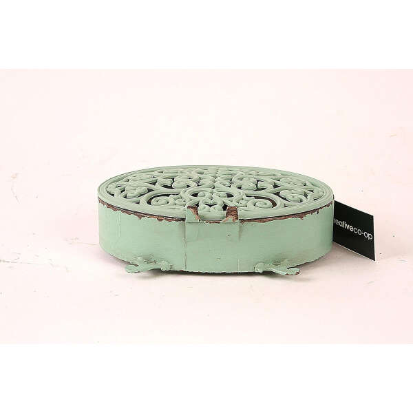 Creative Co-op - Reloj De Repisa De Peltre Envejecido Color Aqua - Image 4