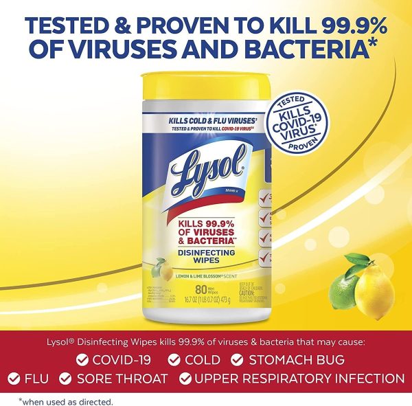 Lysol Toallitas Desinfectantes De Lima Limón 80 Unidades - Image 3