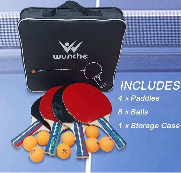 Juego De 4 Raquetas De Ping Pong. 8 Pelotas Y Funda, Wunche. - Image 2