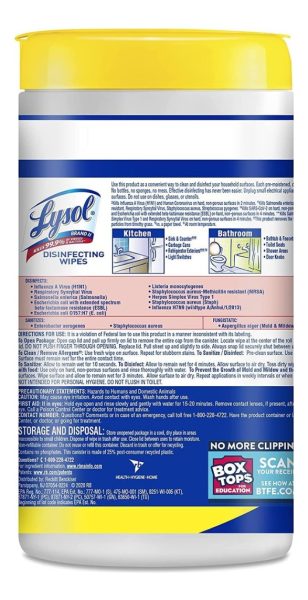 Lysol Toallitas Desinfectantes De Lima Limón 80 Unidades - Image 2