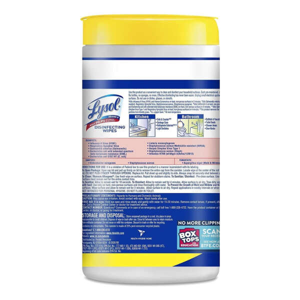 Lysol Toallitas Desinfectantes De Lima Limón 80 Unidades - Image 2
