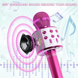 Micrófono Inalámbrico Bluetooth Karaoke Niños Y Niñas Rosa - Image 4