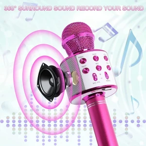Micrófono Inalámbrico Bluetooth Karaoke Niños Y Niñas Rosa - Image 4